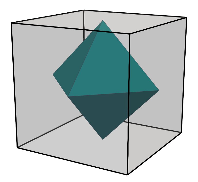 The dual octahedron contained in the original hexahedron
