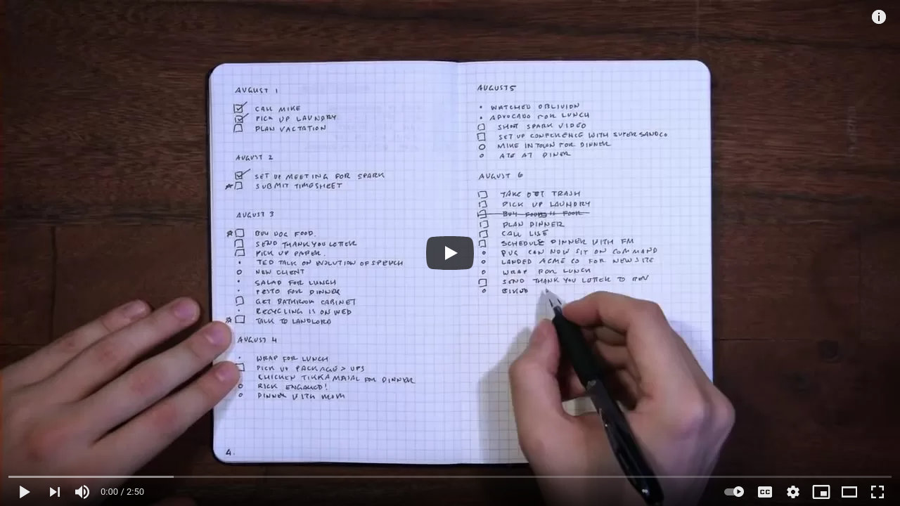 Bullet Journal video on YouTube